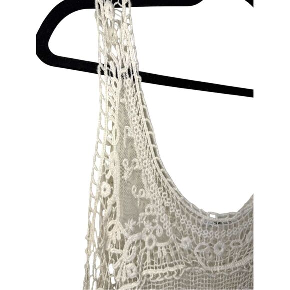 Blue Island Women’s OS Crochet Swim Coverup Tank Ivory Lace - Picture 2 of 6